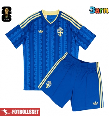 Sverige Bortatröja Barn VM 2026 Kortärmad (+ Korta byxor)